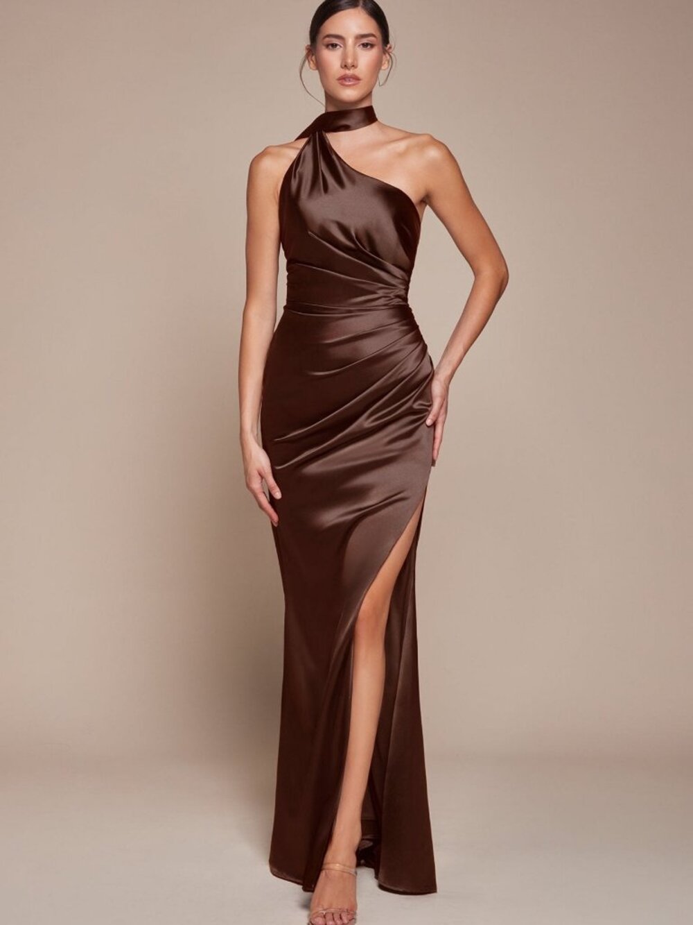 NEW ESPRESSO Evening Gown Floor Length Formal Elegant Stunning 7454